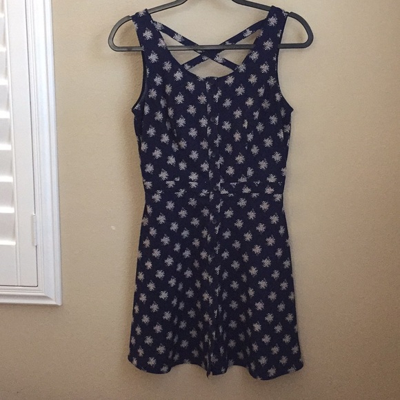 Patterened Navy Dress - Picture 1 of 4